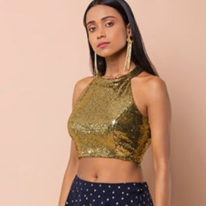 Brand new gold sequin blouse/crop top